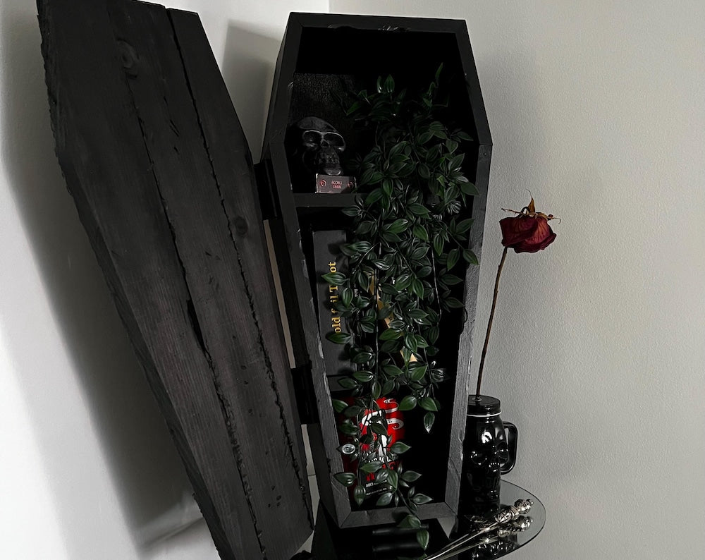 Gothic Coffin Shelf With Door